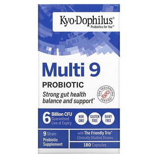 Kyolic, Kyo-Dophilus, Multi 9, пробиотик, 6 миллиардов КОЕ, 180 капсул