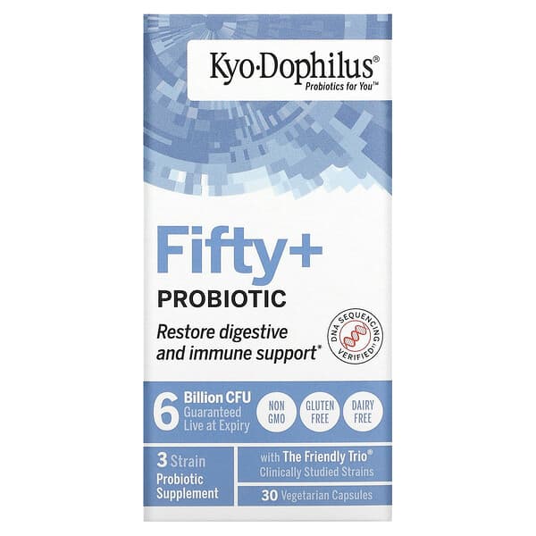 Kyolic, Kyo-Dophilus, Fifty+ Probiotic, 6 Billion CFU, 30 Vegetarian Capsules