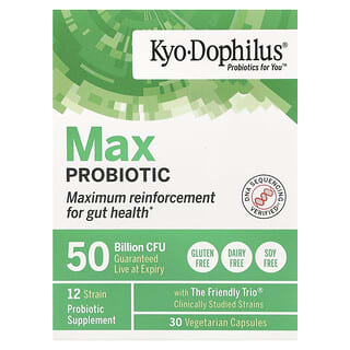 Kyolic, Kyo-Dophilus, Max Probiotic, Probiotika für Darmgesundheit, 50 Milliarden KBE, 30 pflanzliche Kapseln