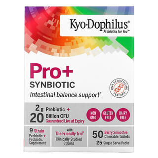 Kyolic, Kyo-Dophilus, Pro + Synbiotic, Vitamina de Frutos Silvestres, 20 Bilhões de UFCs, 50 Comprimidos Mastigáveis