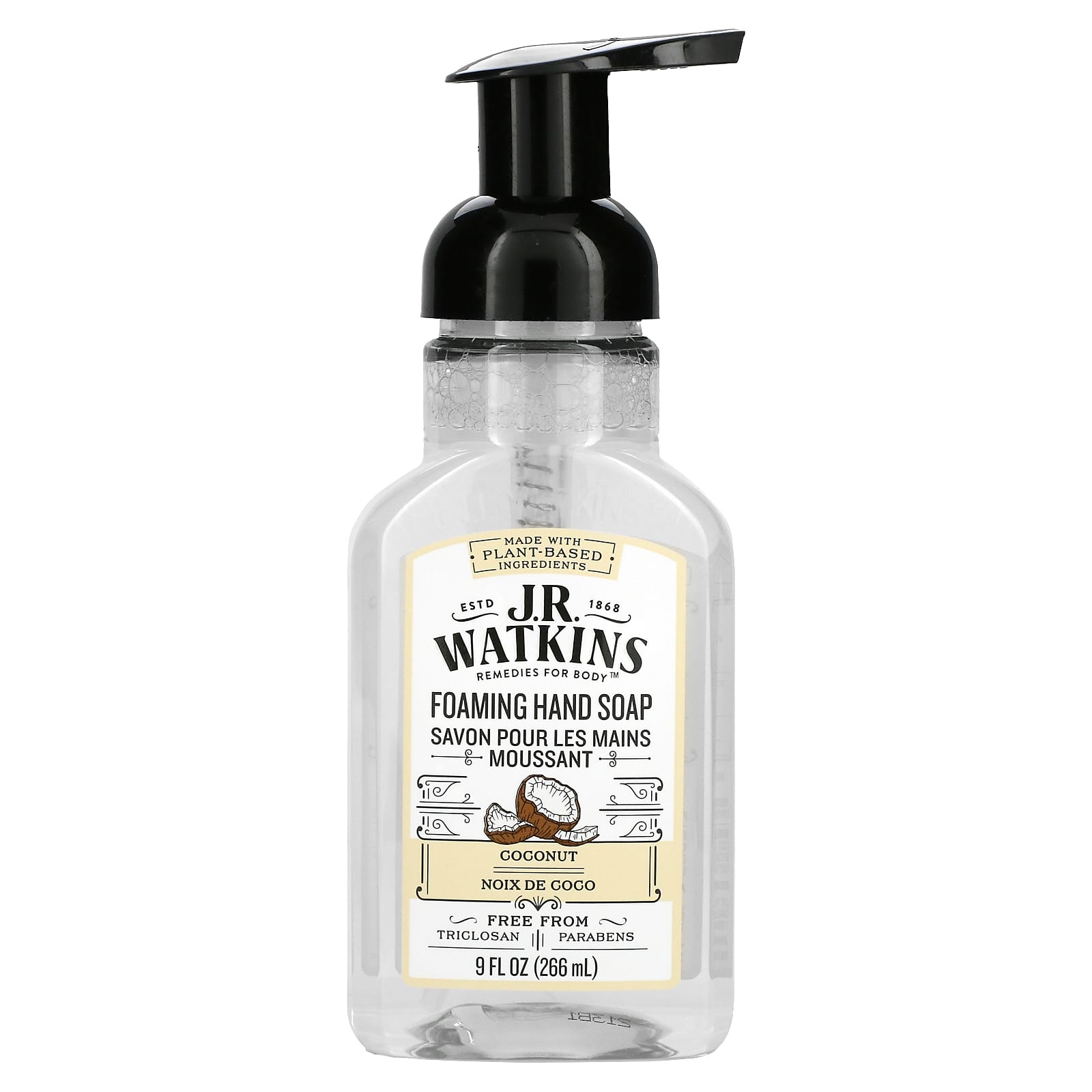 J R Watkins, Foaming Hand Soap, Coconut, 9 fl oz (266 ml)