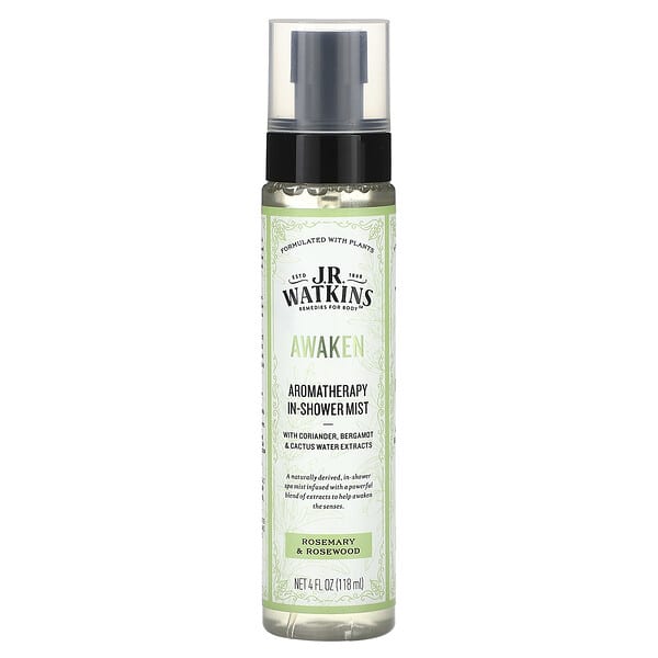 J R Watkins, Awaken, Aromatherapy InShower Mist, Rosemary & Rosewood , 4 fl oz (118 ml)