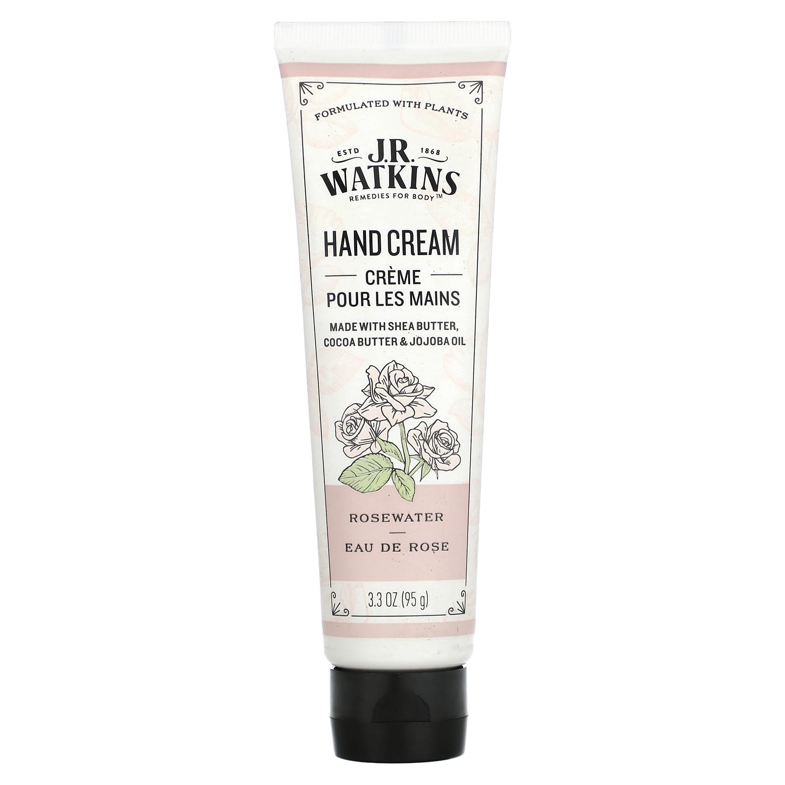 J R Watkins Hand Cream Rosewater 33 Oz 95 G