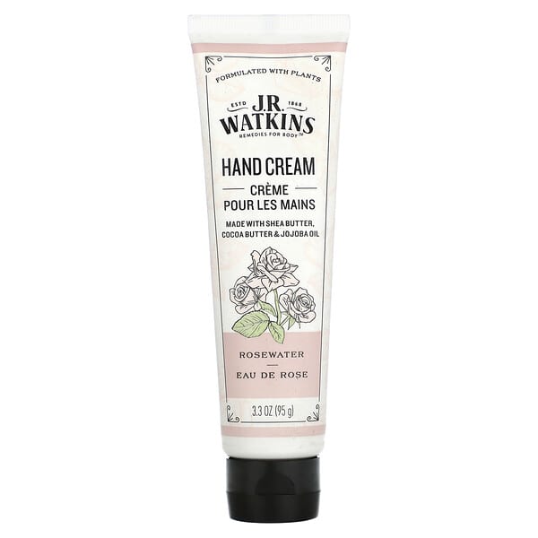 J R Watkins, Hand Cream, Rosewater, 3.3 oz (95 g)