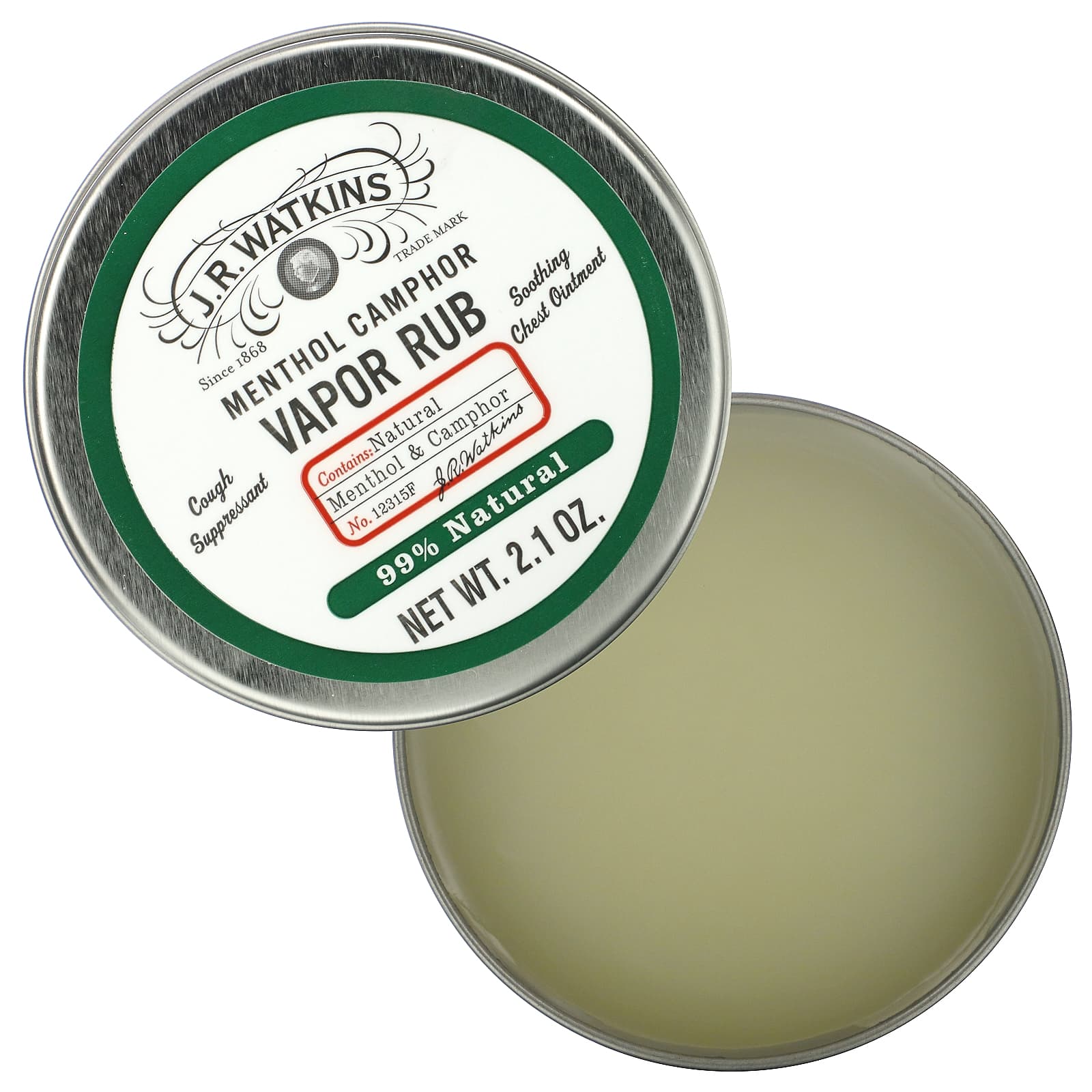 J R Watkins, Menthol Camphor Vapor Rub, 2.1 oz (Discontinued Item)