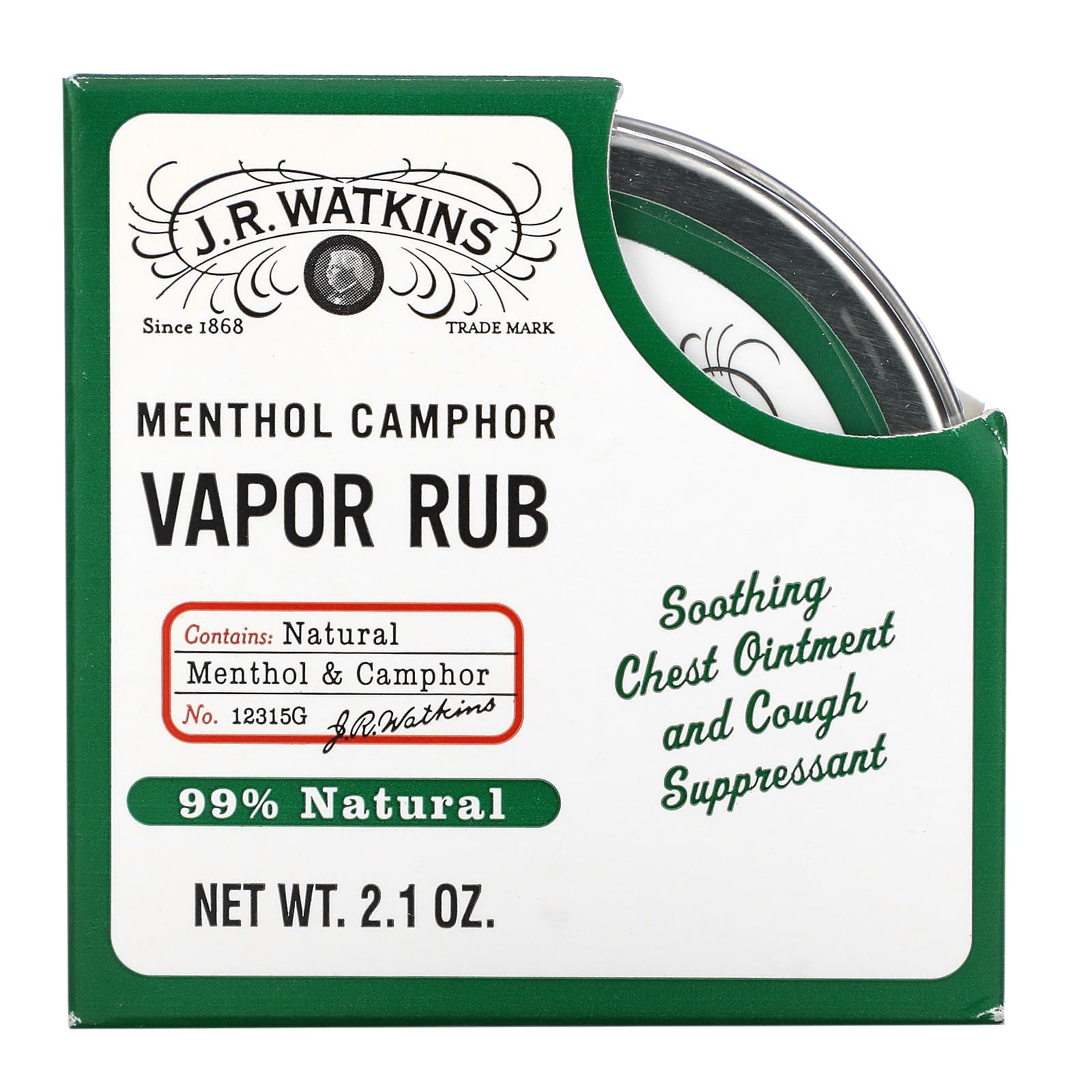 J R Watkins, Menthol Camphor Vapor Rub, 2.1 oz (Discontinued Item)