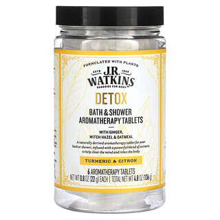 J R Watkins, Detox, Bath & Shower Aromatherapy Tablets, Turmeric & Citron, 6  Tablets, 0.8 oz (22 g) Each
