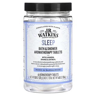 J R Watkins, Sleep, Bath & Shower Aromatherapy Tablets, Monoi & Sandalwood, 6 Tablets, 0.8 oz (22 g) Each