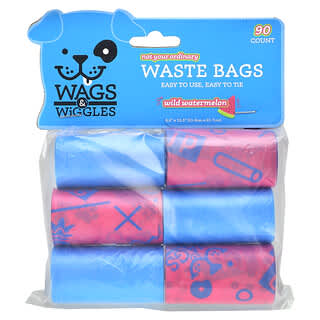 Wags & Wiggles, Not Your Ordinary Waste Bags, Wild Watermelon, 90 count