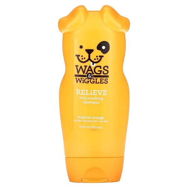 Wags &amp; Wiggles, Relieve Itch Soothing Shampoo, Tropical Mango, 16 fl oz (473 ml)