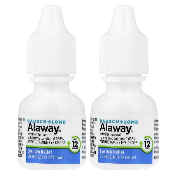 Alaway, 눈 가려움 완화, 항히스타민제 점안액, 트윈팩, 2병, 각 10ml(0.34fl oz)