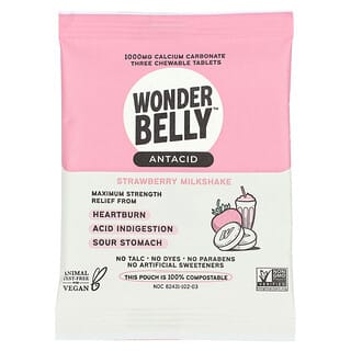 Wonderbelly, Antacid, Strawberry Milkshake, 3 Chewable Tablets