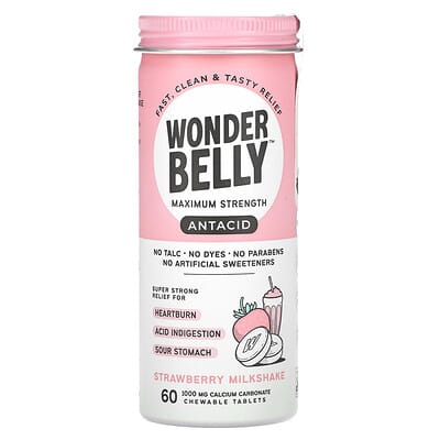Wonderbelly, Tacid, Strawberry Shake, 1000 mg, 60 Chewable Tablets
