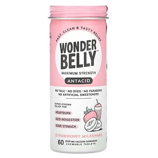 Wonderbelly, Antacid, Strawberry Milkshake, 60 Chewable Tablets