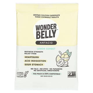 Wonderbelly, Antiácido, Sorbete de limón`` 3 comprimidos masticables