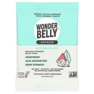 Wonderbelly, 制酸薬、ウォーターメロンミント、チュアブルタブレット3粒