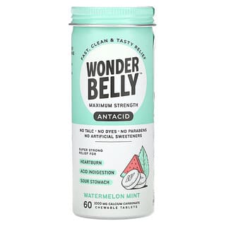 Wonderbelly, Antiácido, Sandía y menta`` 60 comprimidos masticables