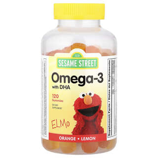 Webber Naturals, Sésamo Street, Ômega-3 com Gomas de DHA, Laranja, Limão, 120 Gomas