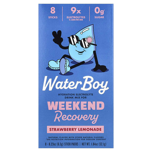 Weekend Recovery, Hydration Electrolyte Drink Mix, Strawberry Lemonade, 8 Stick Packs, 0.23 oz (6.5 g) Each