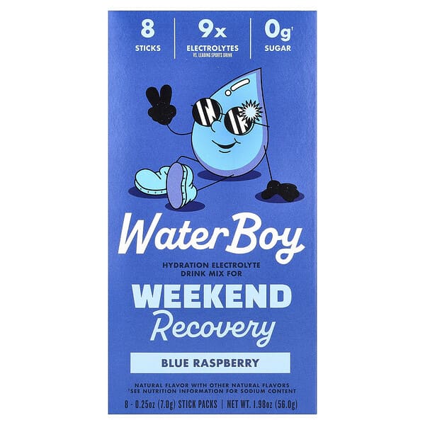 Weekend Recovery, Hydration Electrolyte Drink Mix, Blue Raspberry, 8 Stick Packs, 0.25 oz (7 g) Each