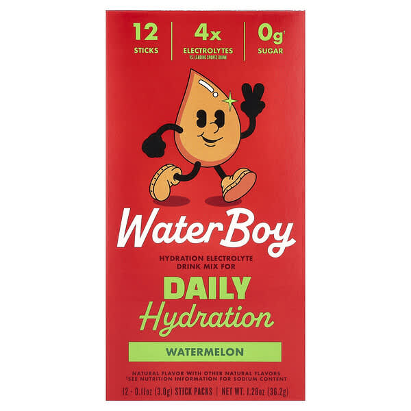 Daily Hydration, Electrolyte Drink Mix, Watermelon, 12 Stick Packs, 0.11 oz (3 g) Each