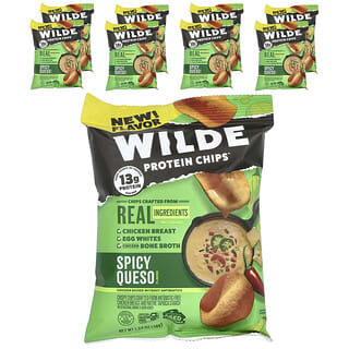 Wilde Brands, Protein Chips, Protein-Chips, würziger Queso, 8 Beutel, je 38 g (1,34 oz.).