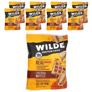Wilde Brands, Chips protéinées, Poulet et gaufres, 8 sachets, 38 g chacun