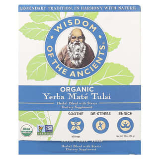 Wisdom Of The Ancient, Yerba maté tulsi biologique, 16 sacs, 32 g