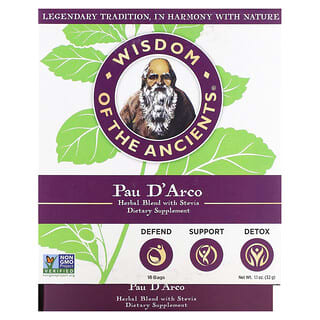 Wisdom Of The Ancient, Pau D'Arco, Mélange à base de plantes et de stévia, 16 sachets, 32 g