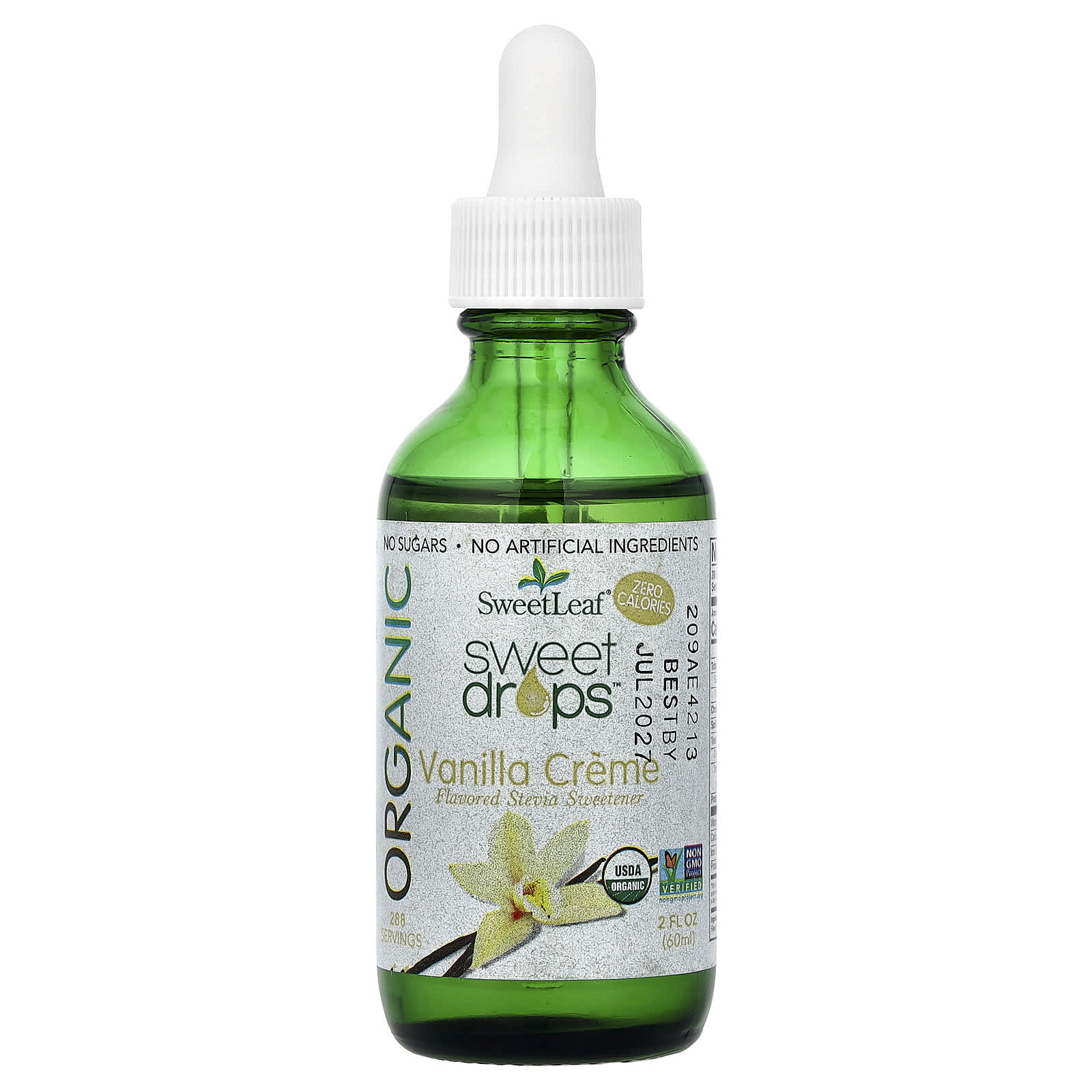 SweetLeaf Stevia, Organic Sweet Drops™, со вкусом ванильного крема, 60 мл (2 жидк. унции)