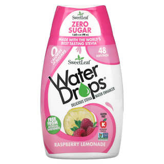 Wisdom Natural, SweetLeaf Water Drops ผลิตภัณฑ์เสริมรสชาติน้ำดื่มจากหญ้าหวานแสนอร่อย รสราสเบอร์รี่และน้ำมะนาว ขนาด 1.62 ออนซ์ (48 มล.)