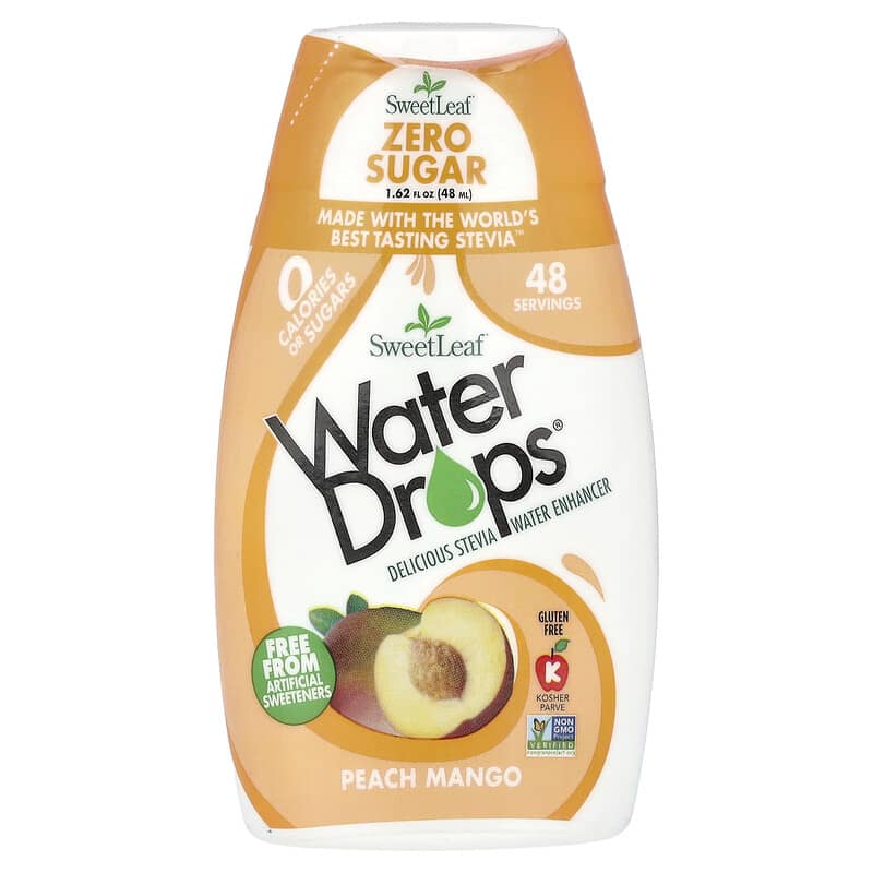 Water Drops®, Delicioso Intensificador de Água de Estévia, Pêssego