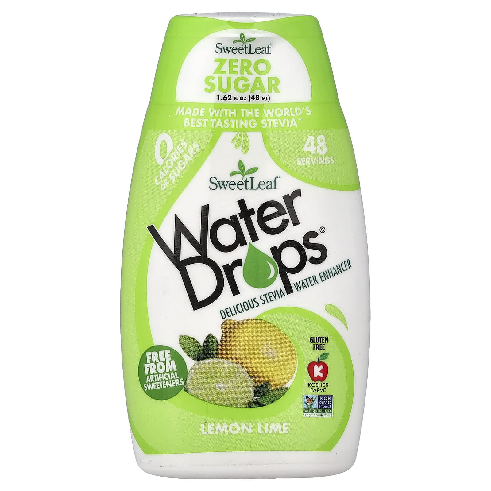 SweetLeaf Stevia, Water Drops, вкусная стевия, усилитель воды, лимон и лайм, 48 мл (1,62 жидк. Унции)