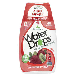 Wisdom Natural, SweetLeaf, Gouttes d'eau, Delicious Stevia Water Enhancer, Strawberry Kiwi, 1.62 fl oz (48 ml)