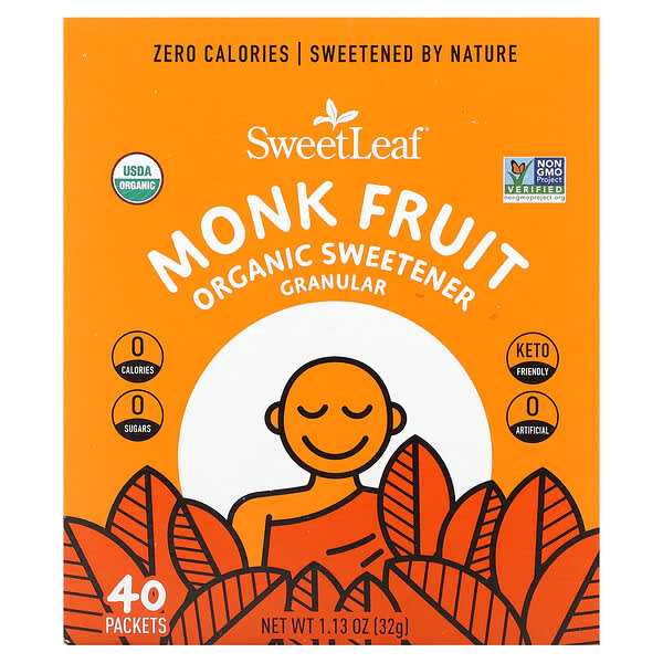 SweetLeaf Stevia, 나한과 유기농 감미료 과립형, 40팩, 각 0.8g(0.28oz)