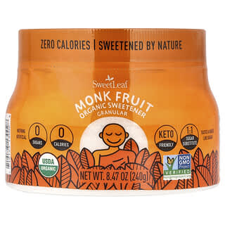 SweetLeaf Stevia, Monk Fruit, Organic Sweetener, Granular, 8.47 oz (240 g)