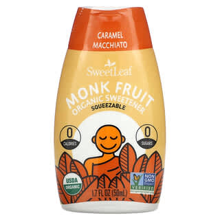 Wisdom Natural, SweetLeaf, Endulzante orgánico exprimible de Monk Fruit, Caramelo macchiato, 50 ml (1,7 oz. Líq.)