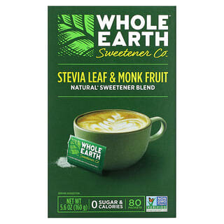 Whole Earth, Stevia Leaf & Monk Fruit, 80 Packets, 5.6 oz (160 g)