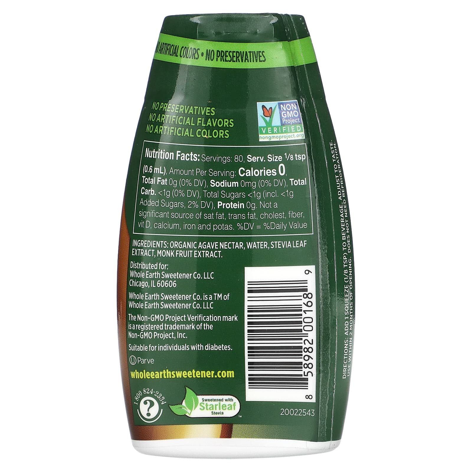 Whole Earth, Stevia & Monk Fruit Liquid Sweetener, Original, 1.62 fl oz