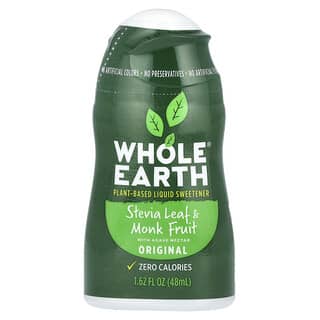 Whole Earth, 甜葉菊羅漢果液體甜味劑，原味，1.62 液量盎司（48 毫升）