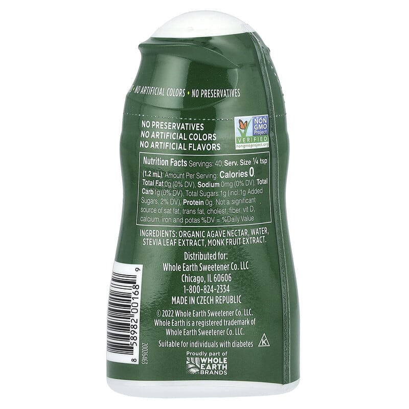 Stevia Leaf & Monk Fruit With Agave Nectar, Original, 1.62 fl oz (48 ml)