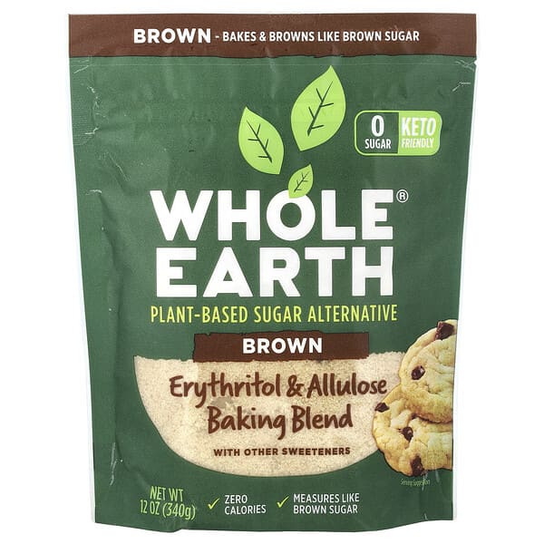 Whole Earth, 赤蘚糖醇阿洛酮糖烘焙粉，棕色，12 盎司（340 克）