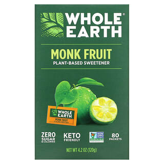 Whole Earth, Plant-Based Sweetener, Monk Fruit, 80 Packets