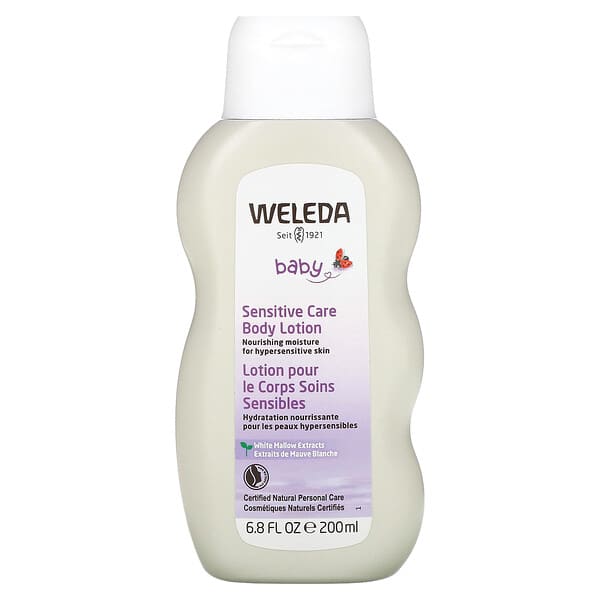 Weleda, детский лосьон для чувствительной кожи тела, экстракт белой мальвы, 200 мл (6,8 жидк. унции)
