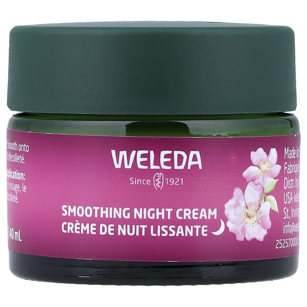 Weleda, 스무딩 나이트 크림, 야생 장미 및 백차, 40ml(1.3fl oz)