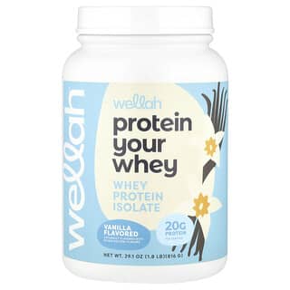 Wellah, Protein Your Whey, Aislado de proteína de suero de leche, Vainilla, 816 g (1,8 lb)