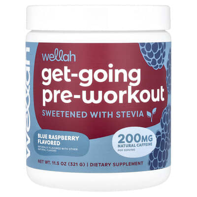 Wellah, Pre-Workout Formula, Blue Raspberry Flavor, 11.5 oz (321 g)