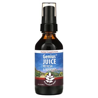 WishGarden Herbs, Genius Juice, Refresh & Refocus, 59 ml (2 fl. oz.)