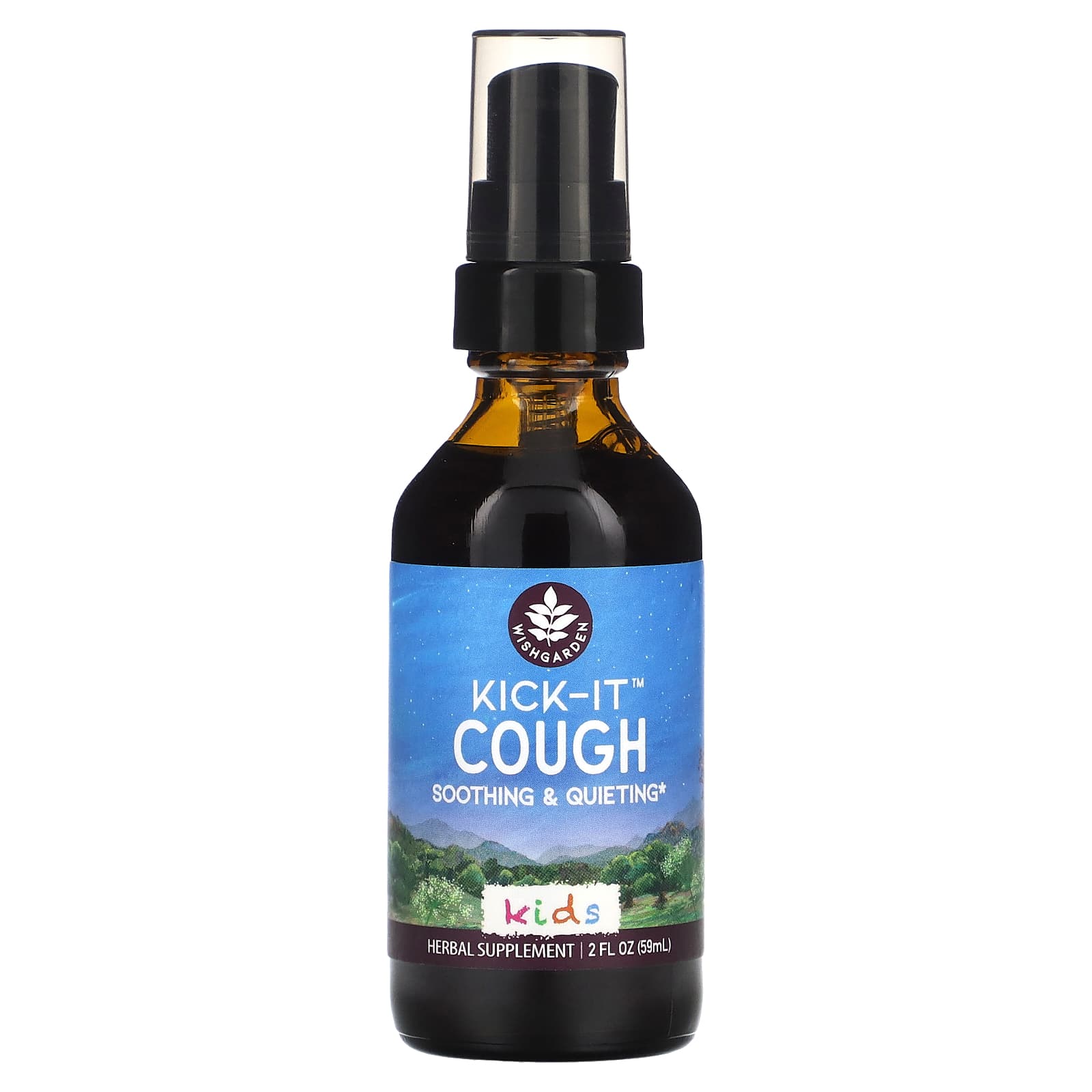 WishGarden Herbs, Kids, Kick-It Cough Soothing & Quieting, 2 Fl Oz (59 Ml)