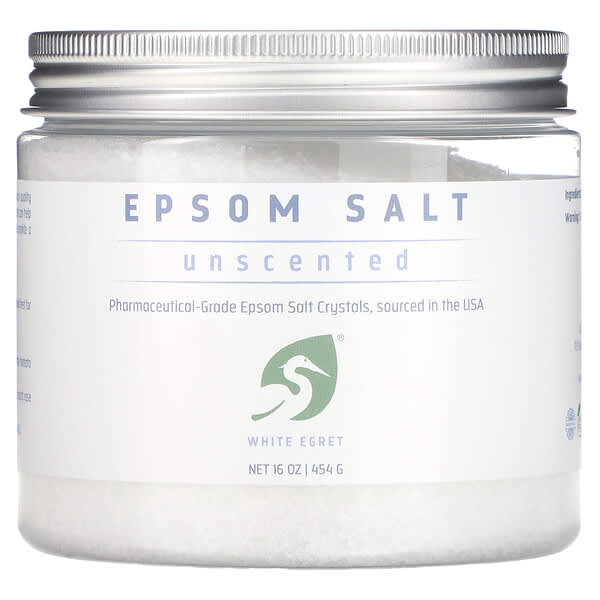 White Egret Personal Care, Epsom Salt, Unscented, 16 oz (454 g)